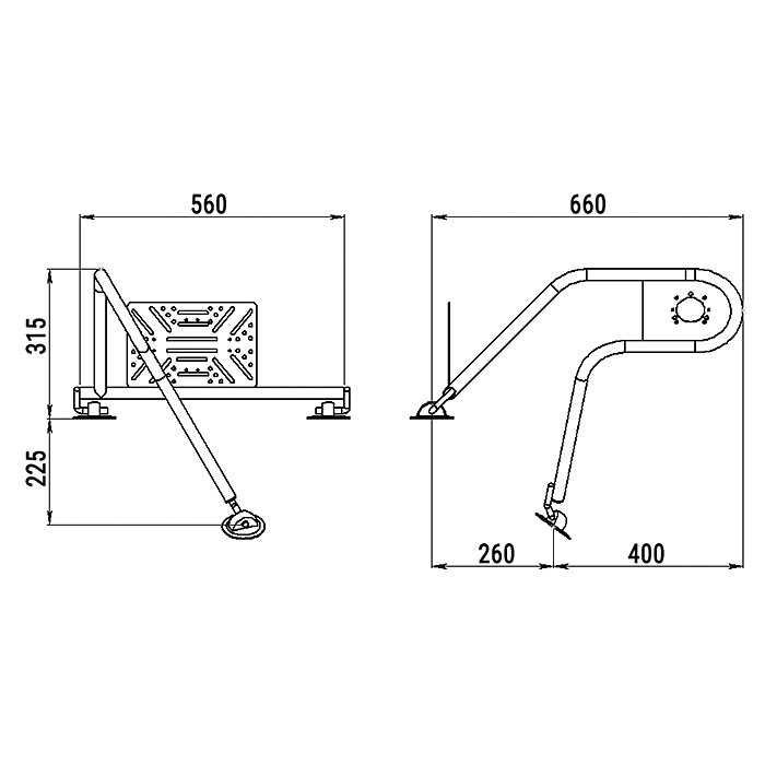Стойка рулевая с креплением на баллон надувной лодки 25мм в Ноябрьске